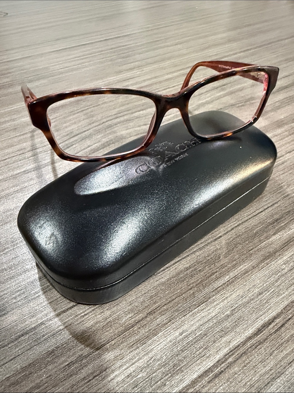 Coach HC6040 Brooklyn eyeglasses tortoise shell and pink rectangular frame